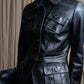 "BURBERRY" 100% cow leather Military pocket details short length jacket