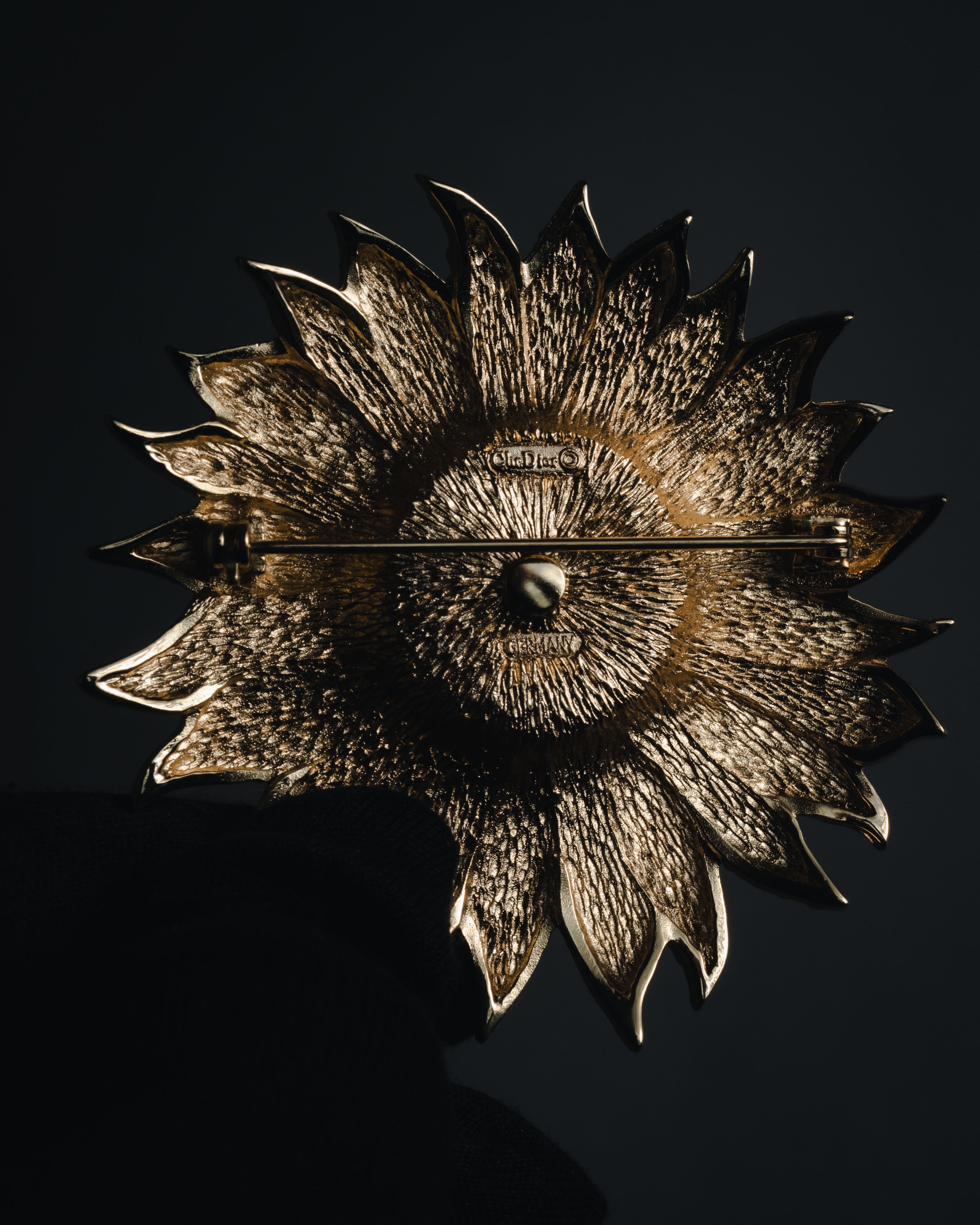 Christian Dior Floral Sunburst Crystal Brooch