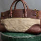 "ADMJ" Leather & canvas combination 2way shoulder bag