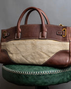 "ADMJ" Leather &amp; canvas combination 2way shoulder bag
