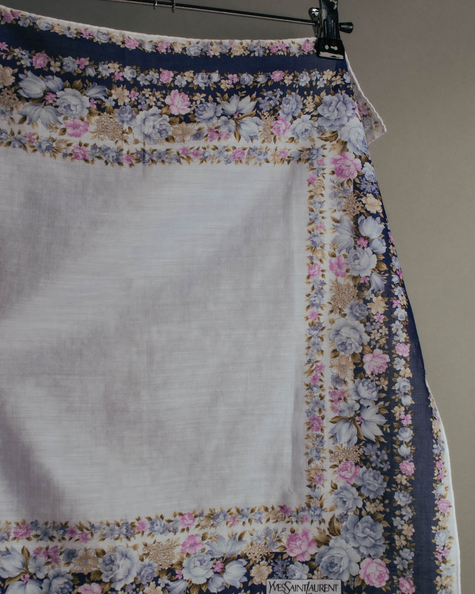 “YVES SAINT LAURENT” 80’s-90’s Floral border scarf