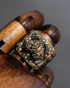 "CHANEL" Glass pearl Coco mark motif gold ring