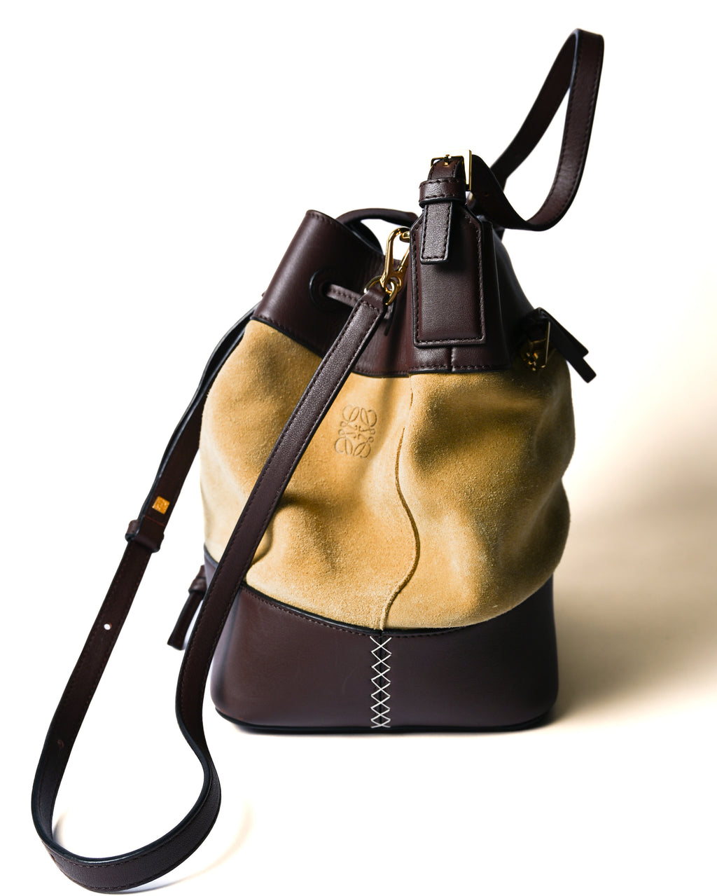 LOEWE/ “Midnight” Suede Mixed Drawstring Shoulder Bag
