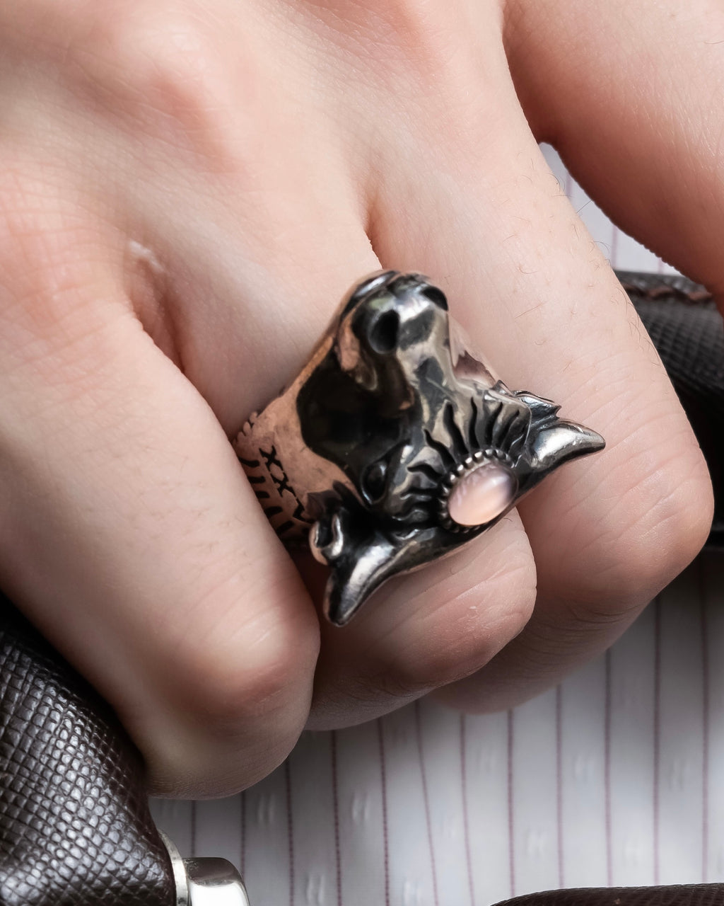 "GUCCI" Anger forest collection silver bullhead motif ring