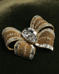 “HANAE MORI” 80’s-90’s Sculptural crystal bow brooch