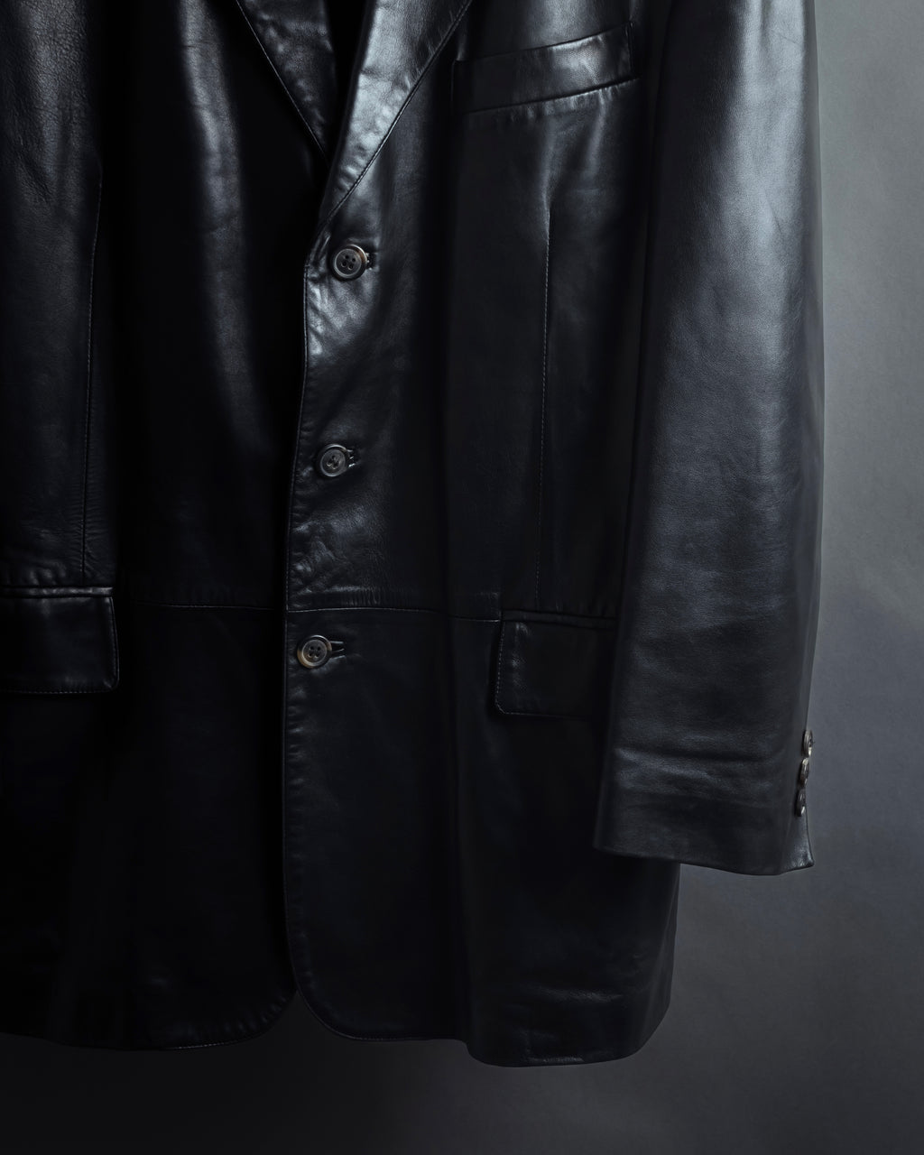 "Salvatore Ferragamo" Straight silhouette leather tailored jacket