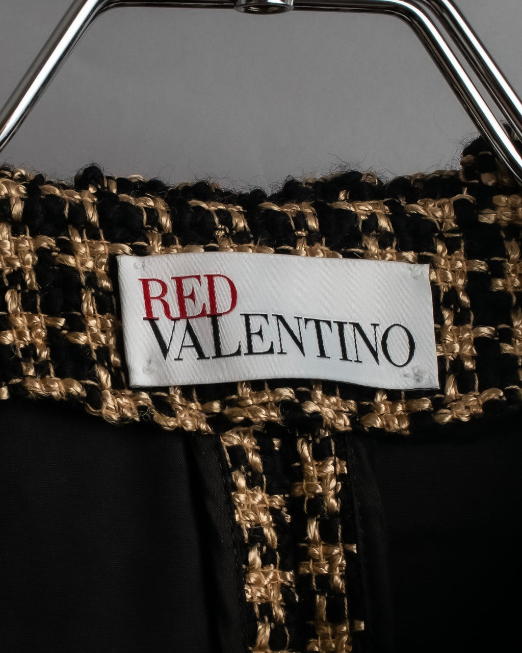 "RED VALENTINO" Ruffled frill detail tweed coat