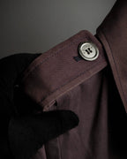 "CELINE" Triomphe button design in plum brown color
 trench coat