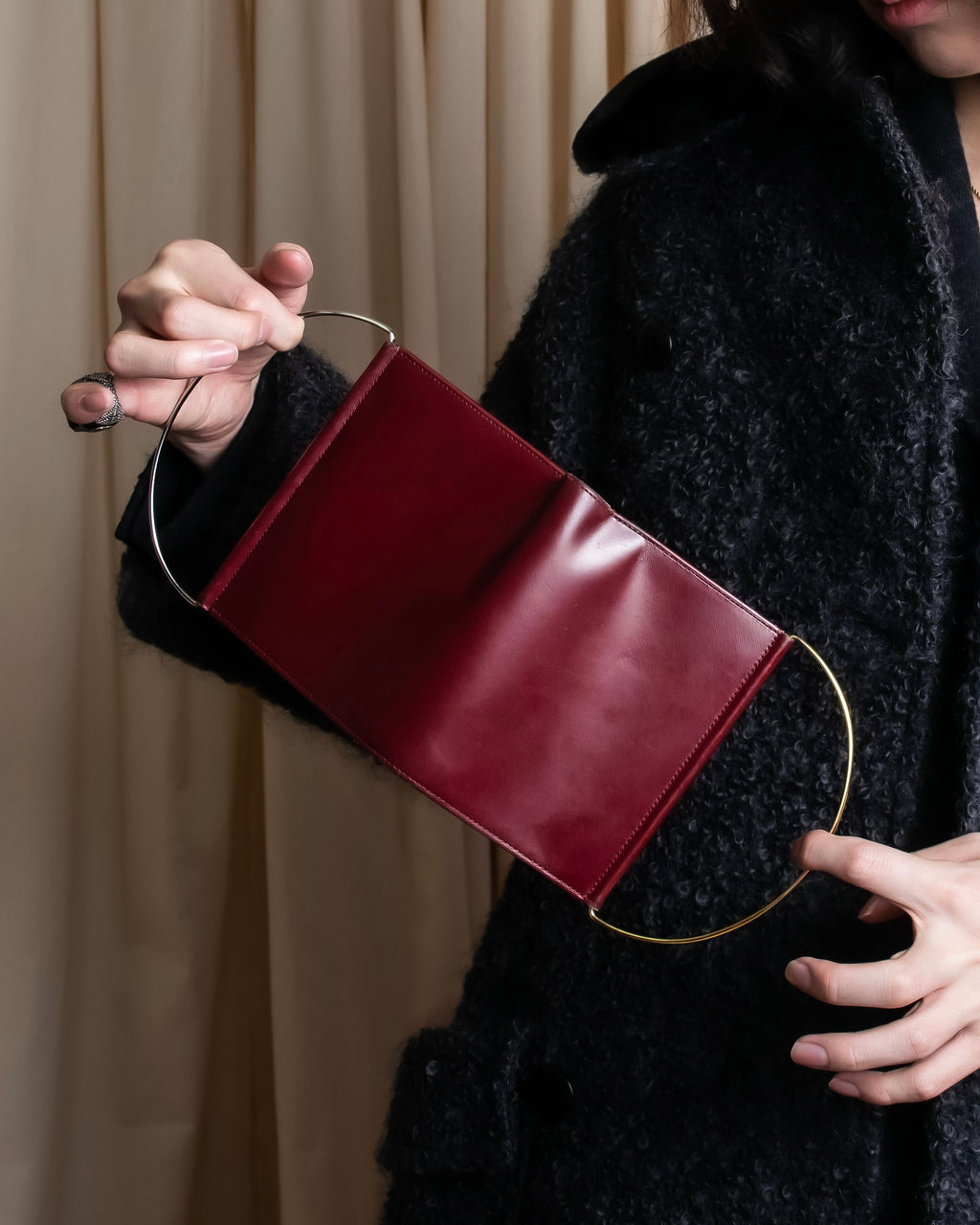 "Cartier" Curved handle design leather wallet bag