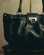 “Salvatore Ferragamo” 00’s-10’s Gancini pebbled leather handbag