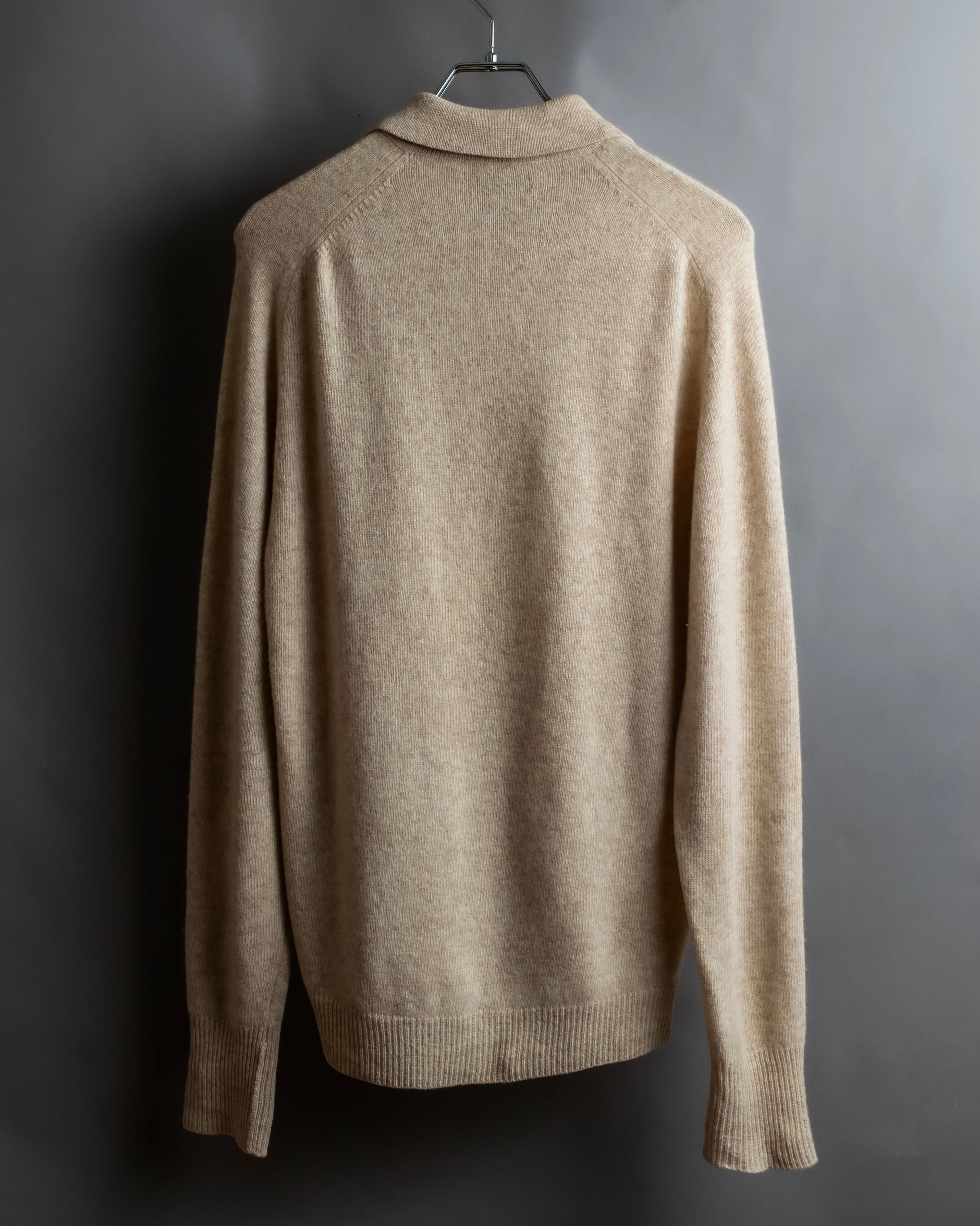 "Vintage 100% lambswool long sleeve knitted polo shirt"