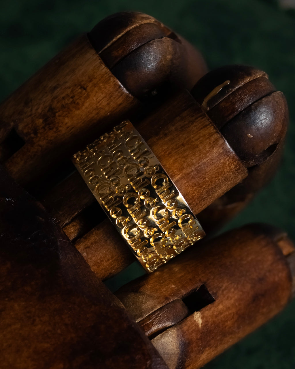"Chloe" Logo engraved design gold tone ring