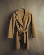 “GUCCI” 00’s-10’s Cashmere-blend leather-trimmed belted long coat