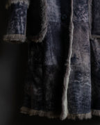 Fur switching design suede long coat