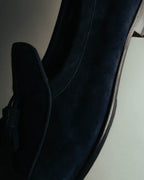 "Santoni" 2010's-2020's Elegant navy suede tassel loafers