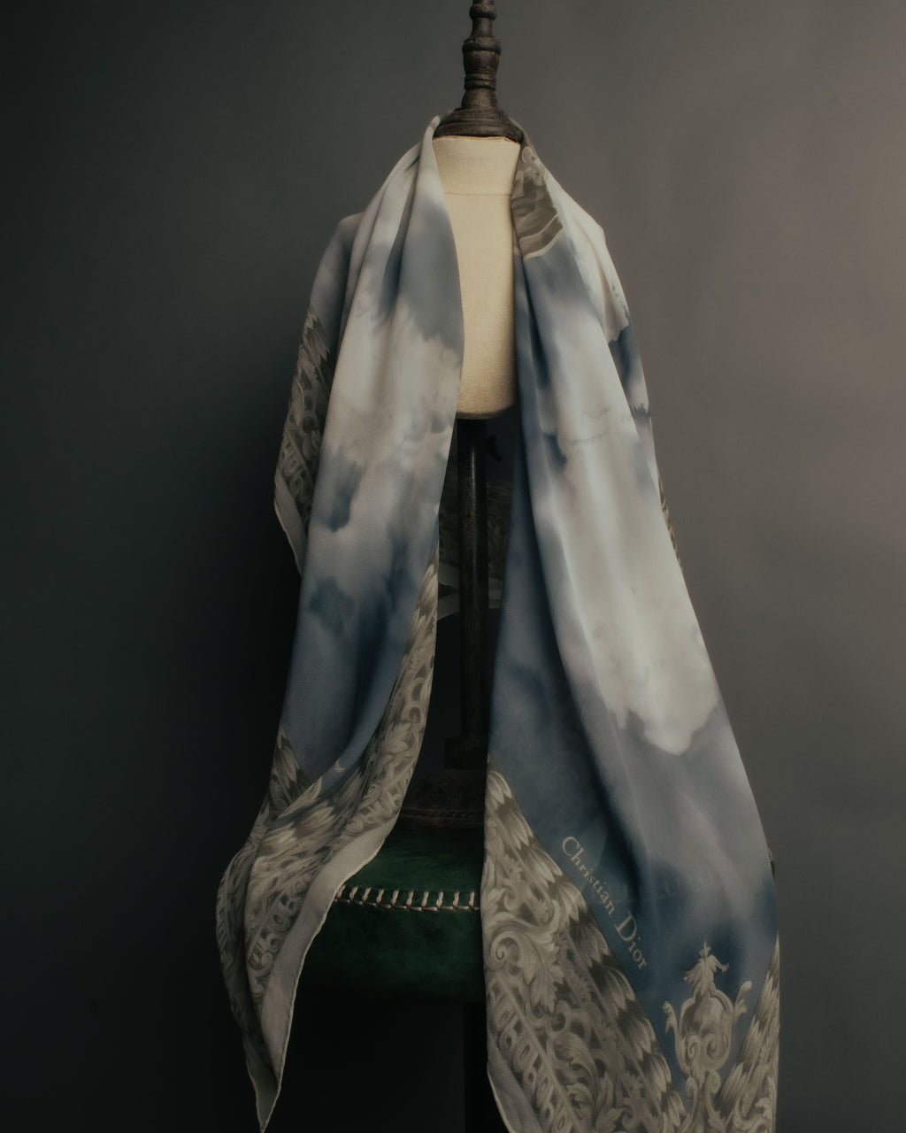 “Christian Dior” 90’s-00’s Sky motif silk scarf