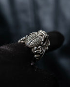 “Vintage” Beetle motif stone decorated silver ring