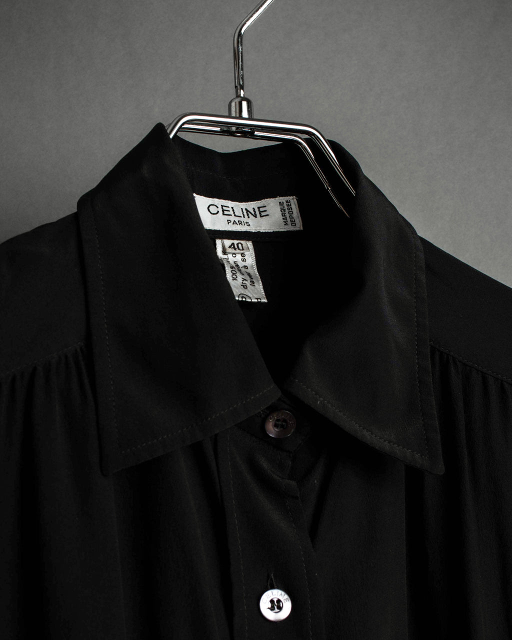"CELINE" Triomphe embroidered design silk shirt