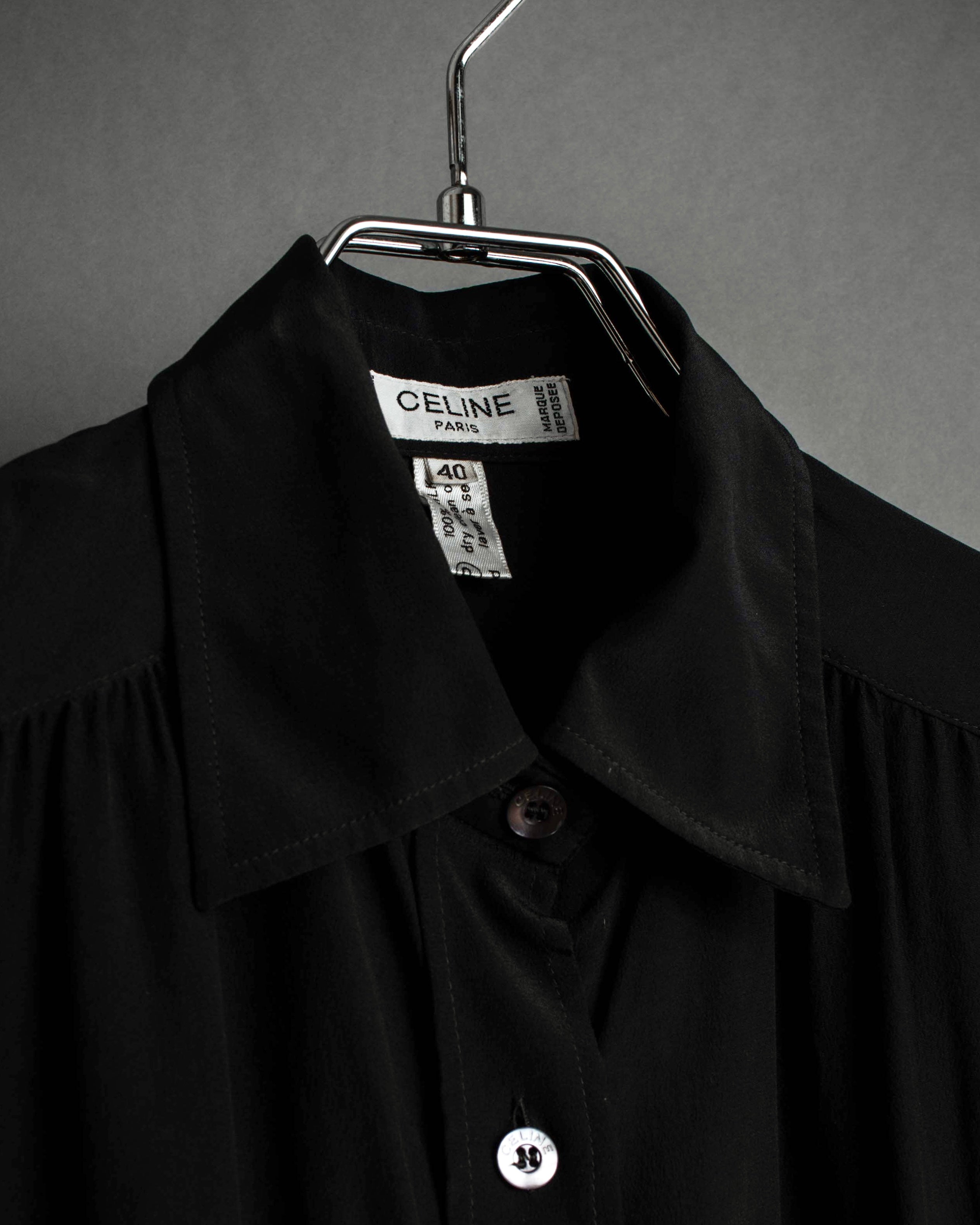 "CELINE" Triomphe embroidered design silk shirt