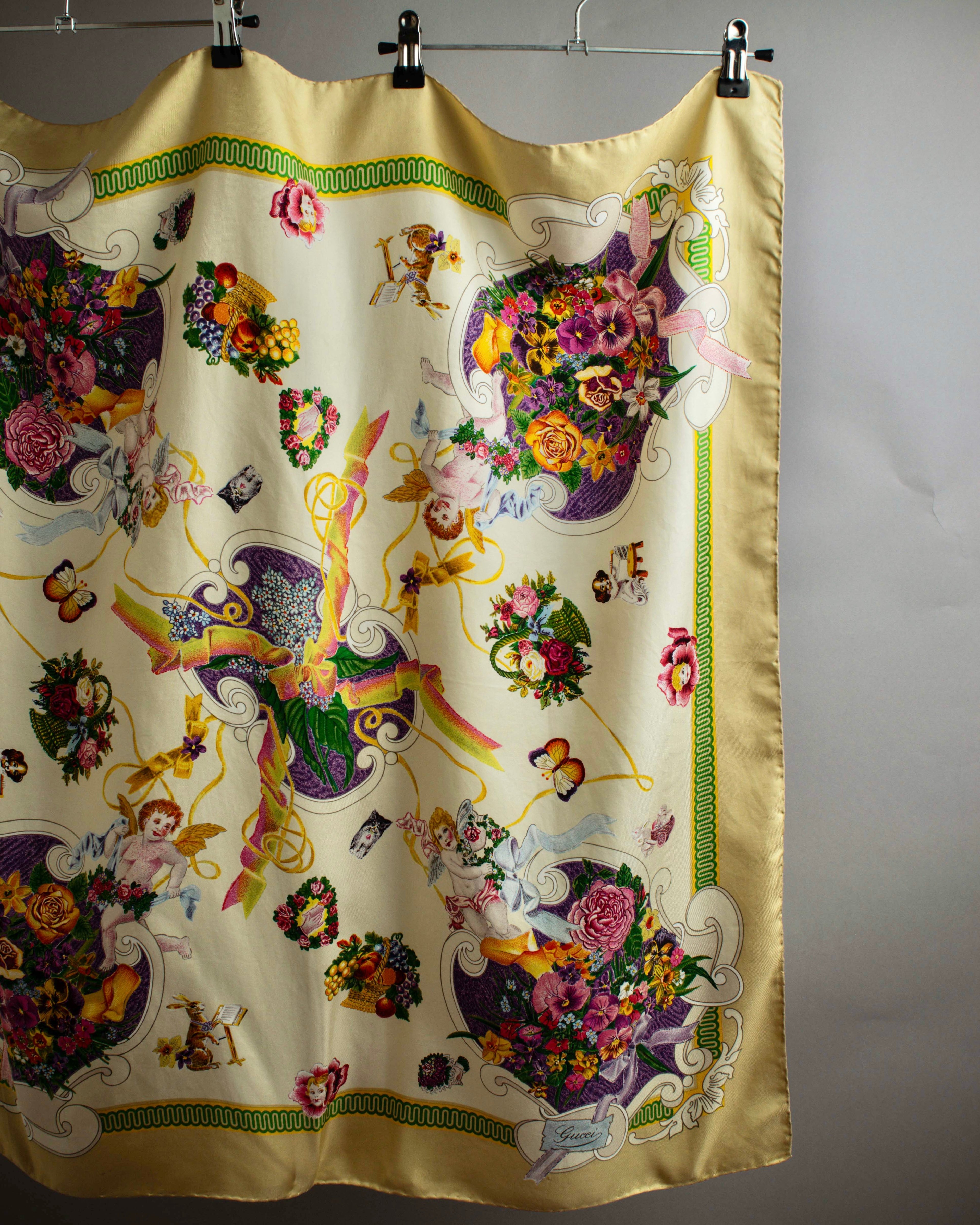 "GUCCI" Baroque painting pattern silk scarf