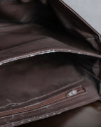 "LOEWE" Logo engraved belt design glass leather shoulder bag