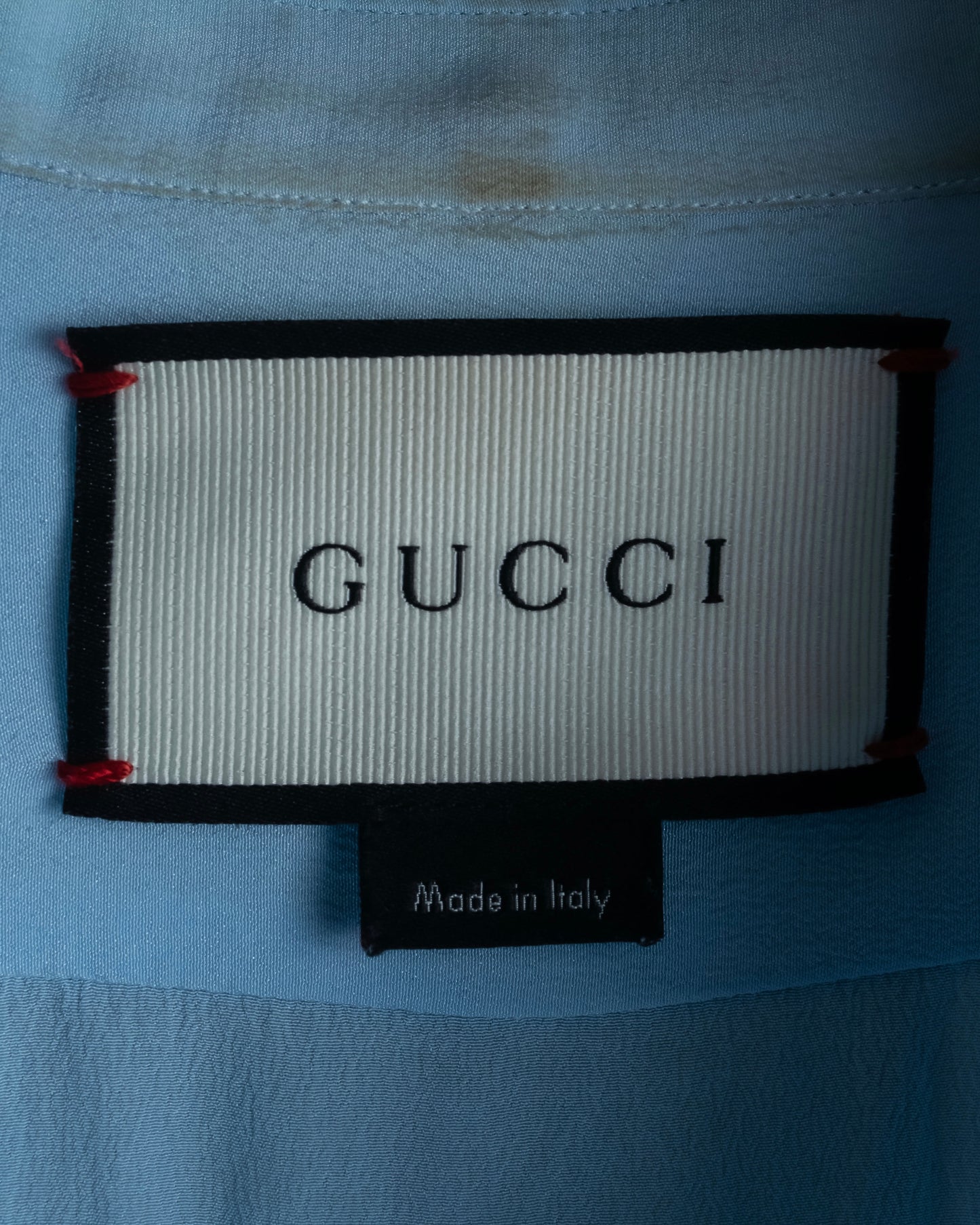 "GUCCI" 100% silk concealed placket shirt