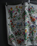 "GUCCI" 80's Flora motif vintage silk scarf