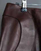 "Hermes by Gaultier" Round Pocket Wine Red Leather Skirt
