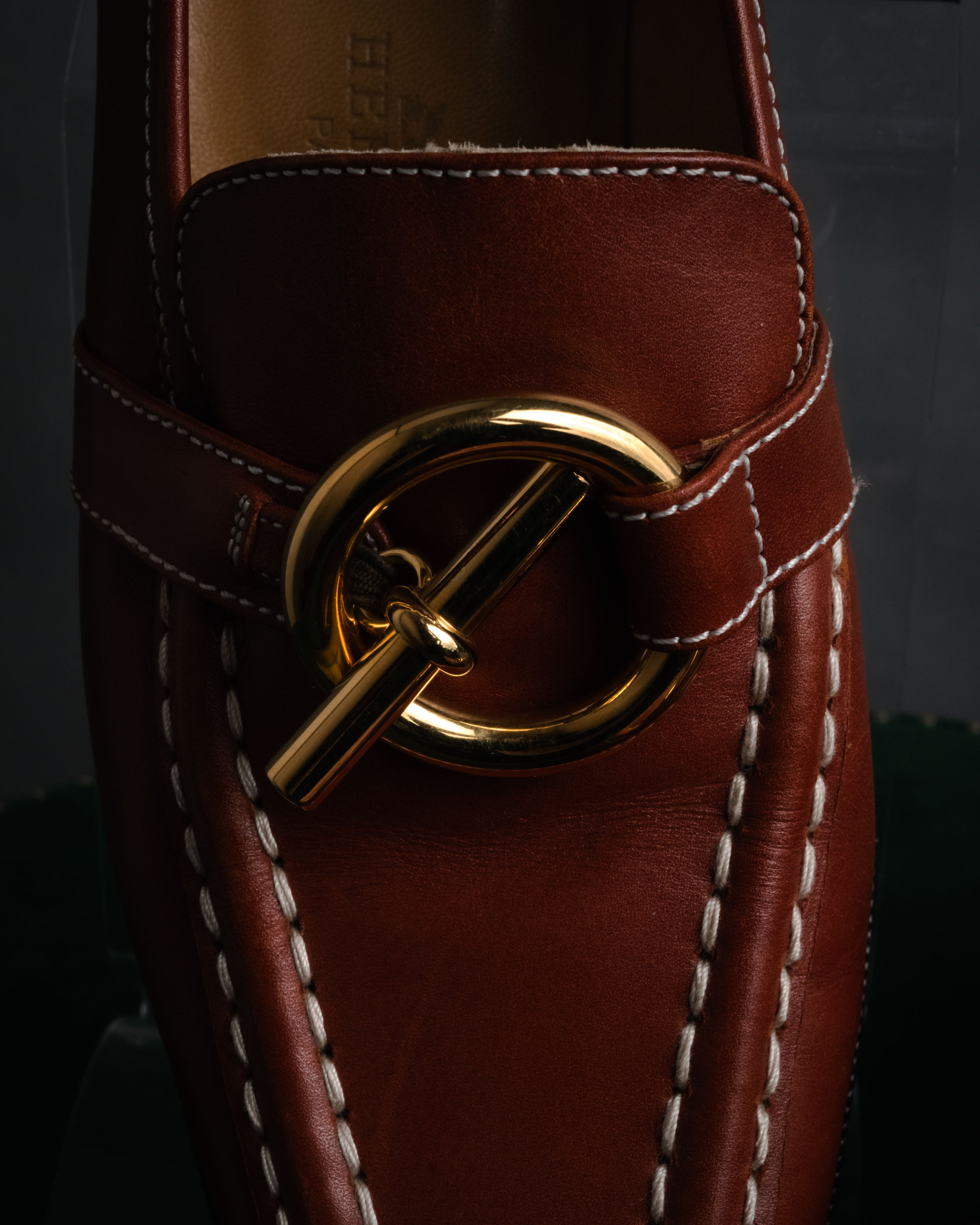 “HERMES” 90’s-00’s Chaine d’ancre hardware loafers