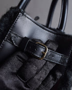 "BALENCIAGA" Padlock design shearling leather bag
