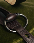 "GUCCI" 00's Large horsebit GG canvas wide waist belt