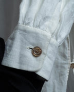 "GUCCI" Michele period ruffle round collar linen pullover shirt