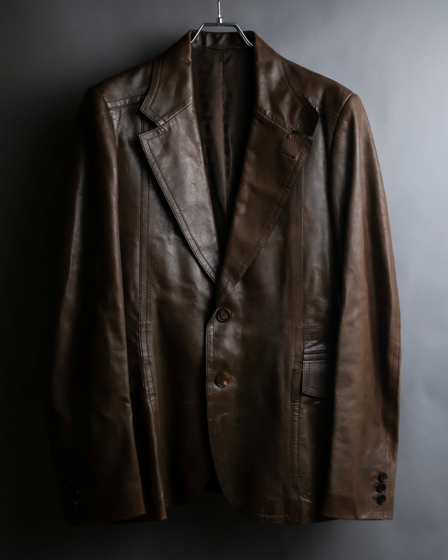 "GUCCI" Oversized calf leather tailored jacket