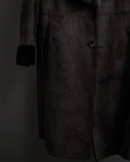 "NORTH BEACH" Smoky lamb fur design suede leather coat