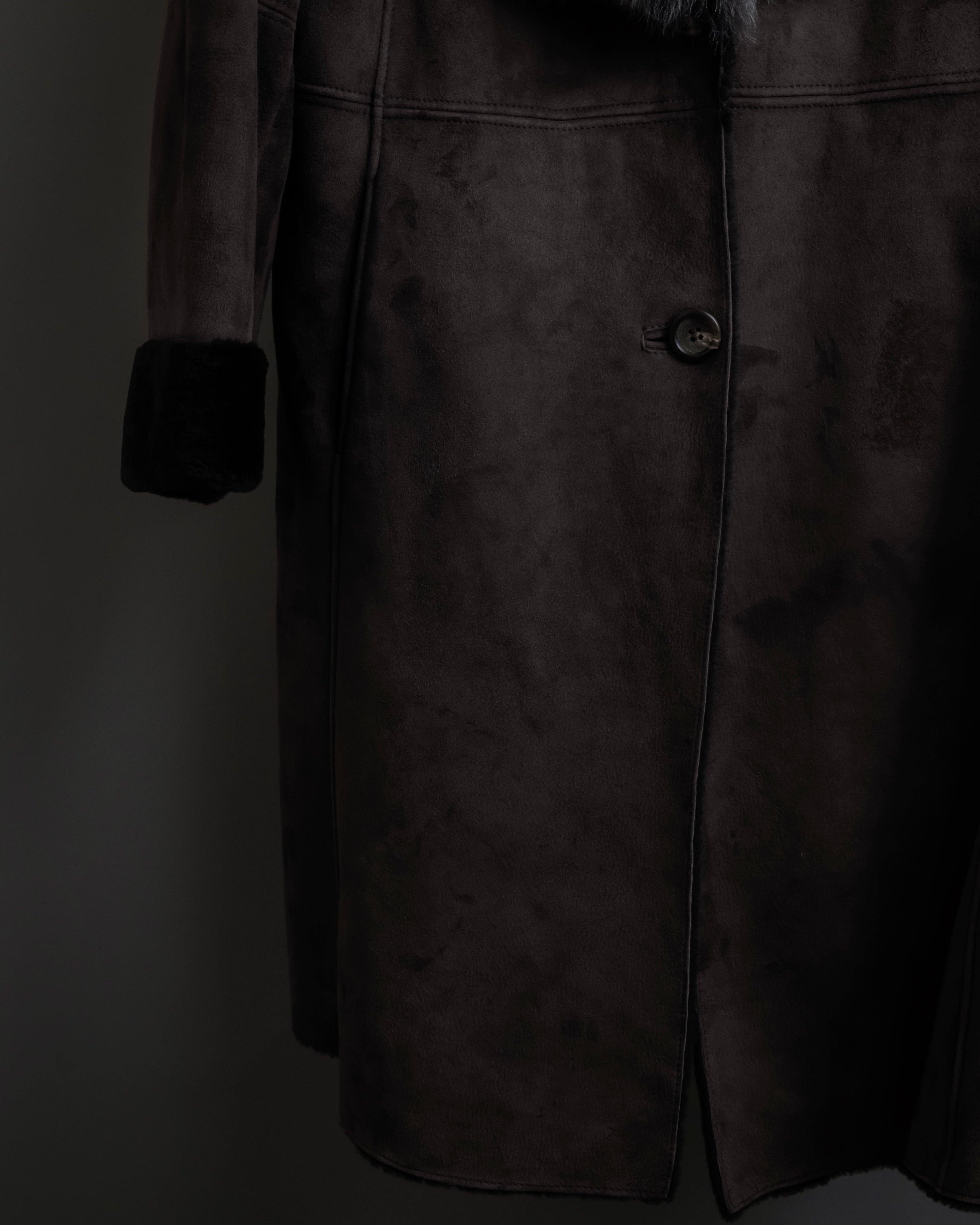 "NORTH BEACH" Smoky lamb fur design suede leather coat