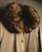 "Yves Saint Laurent" Vintage fox fur trimmed hooded long coat