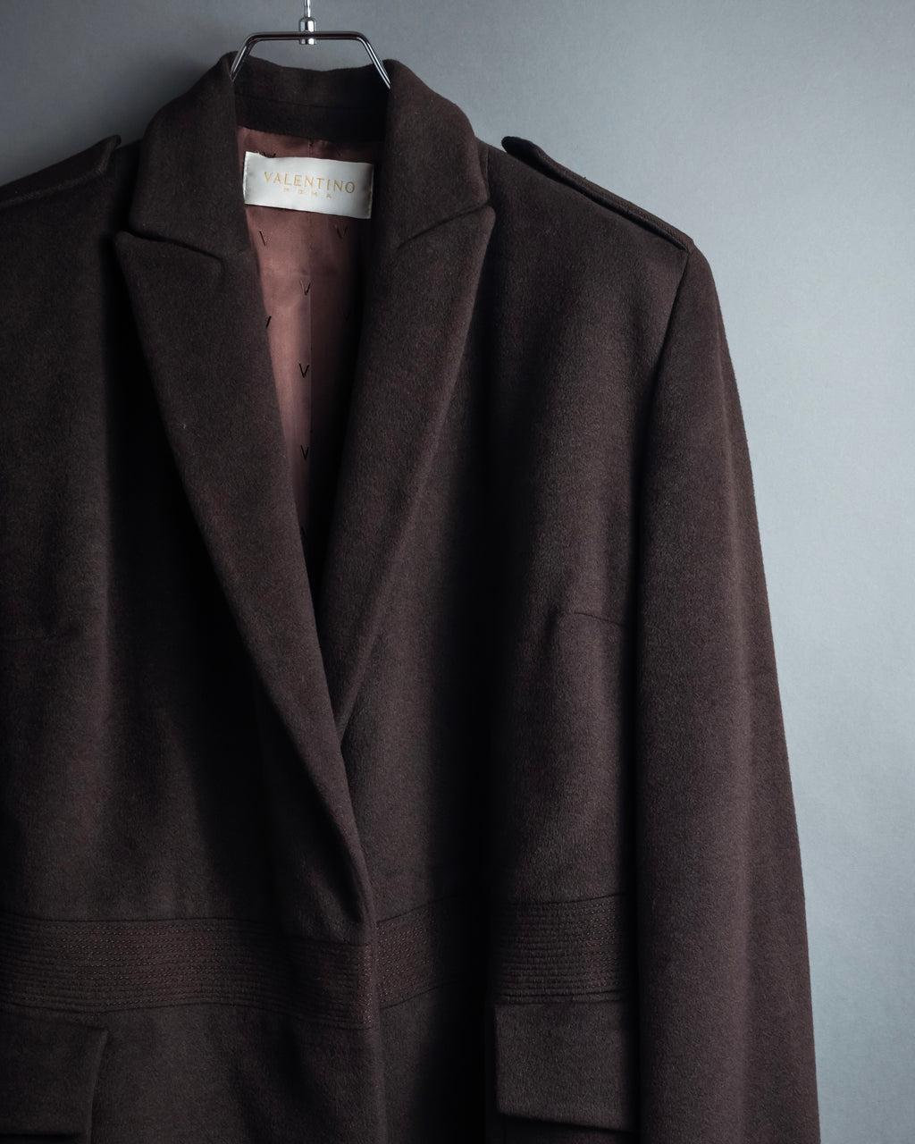 "VALENTINO" Shaped silhouette mocha brown chester coat