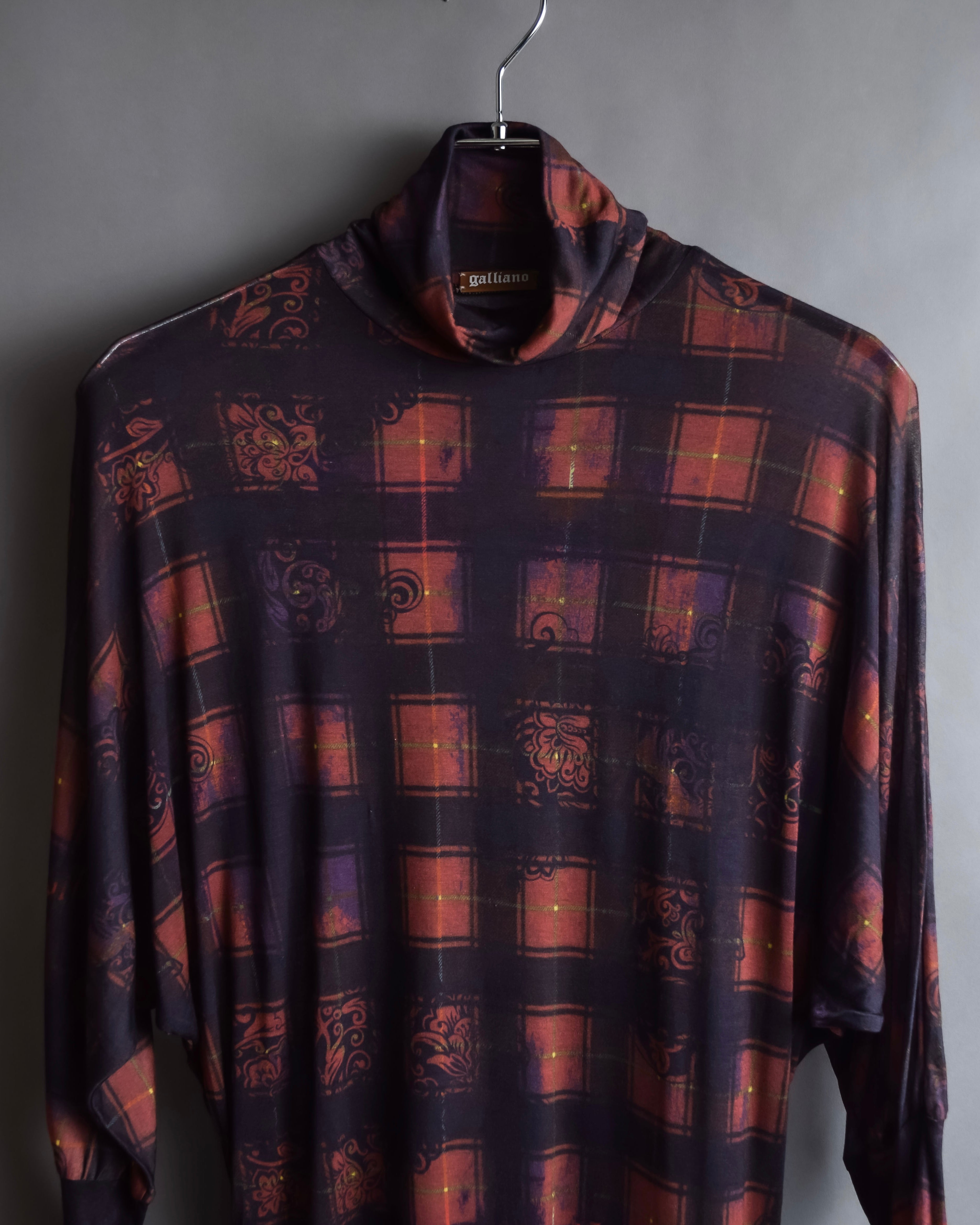 "John Galliano" Layered oriental check pattern pullover