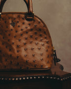 "LOEWE" 80's-90's Classic ostrich leather top handle handbag