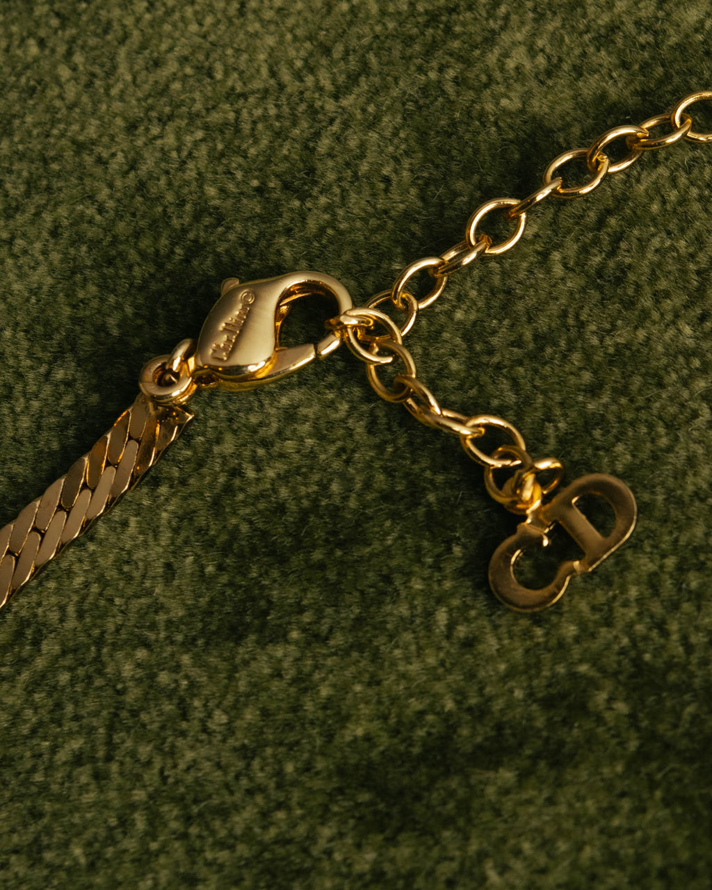 "Christian Dior" 80's-90's Rhinestone logo necklace