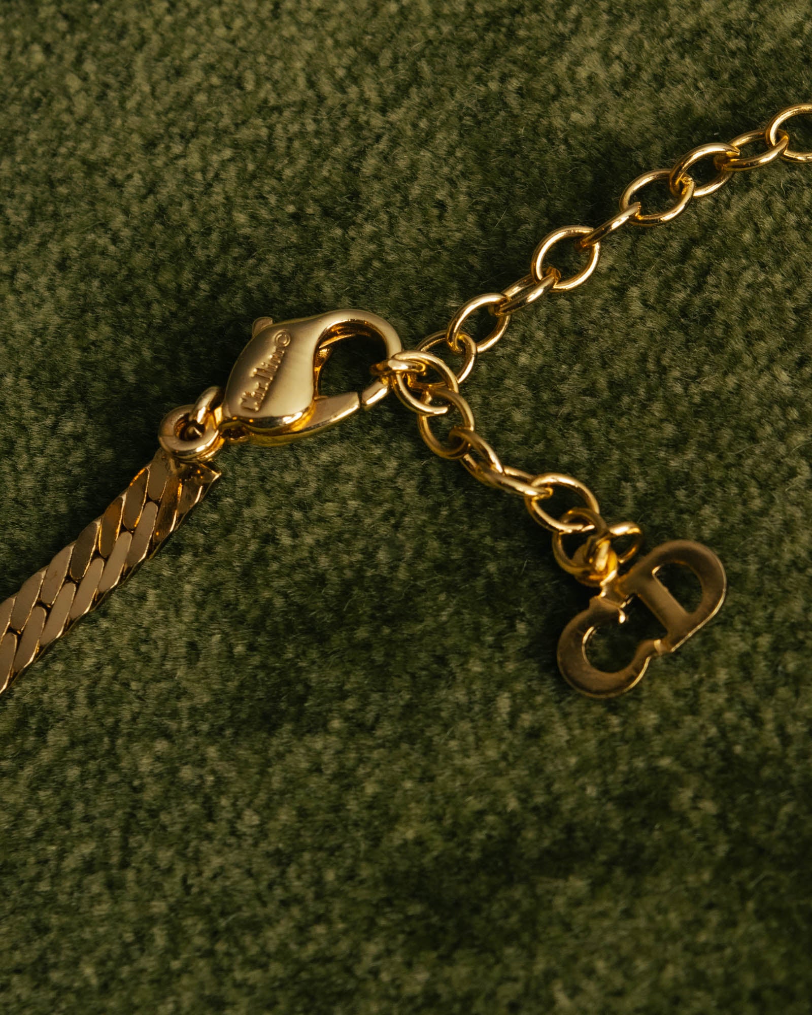 "Christian Dior" 80's-90's Rhinestone logo necklace