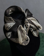 "CHANEL" Coco mark grid pattern silk scarf