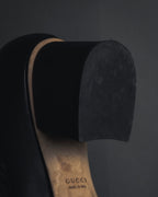 "GUCCI" Michele design horsebit leather heel loafers