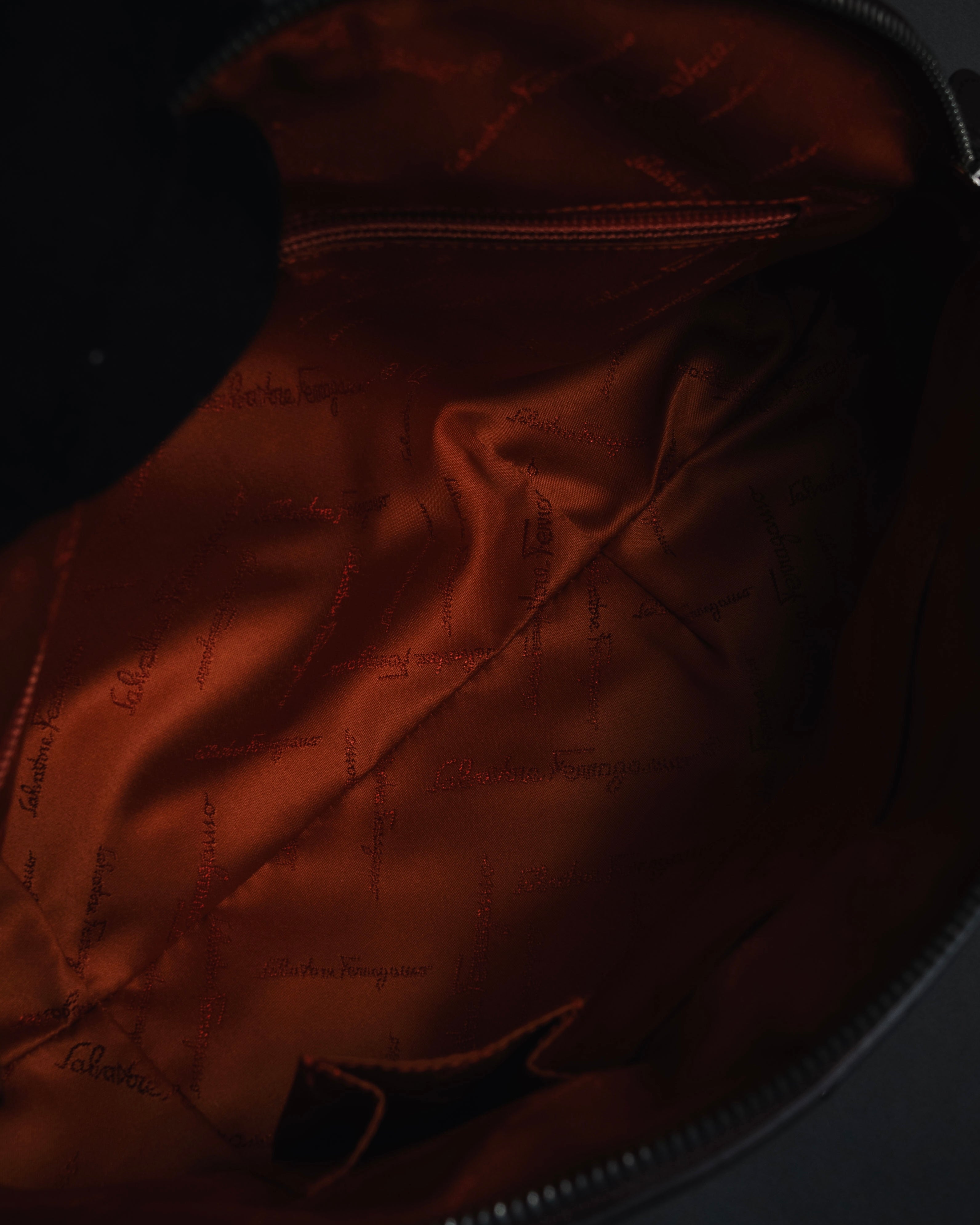 –SPECIAL– "Salvatore Ferragamo" 00’s calf hair gancini rattan accent handbag