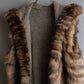 Vintage cashmere knit fur dogged reversible long gilet