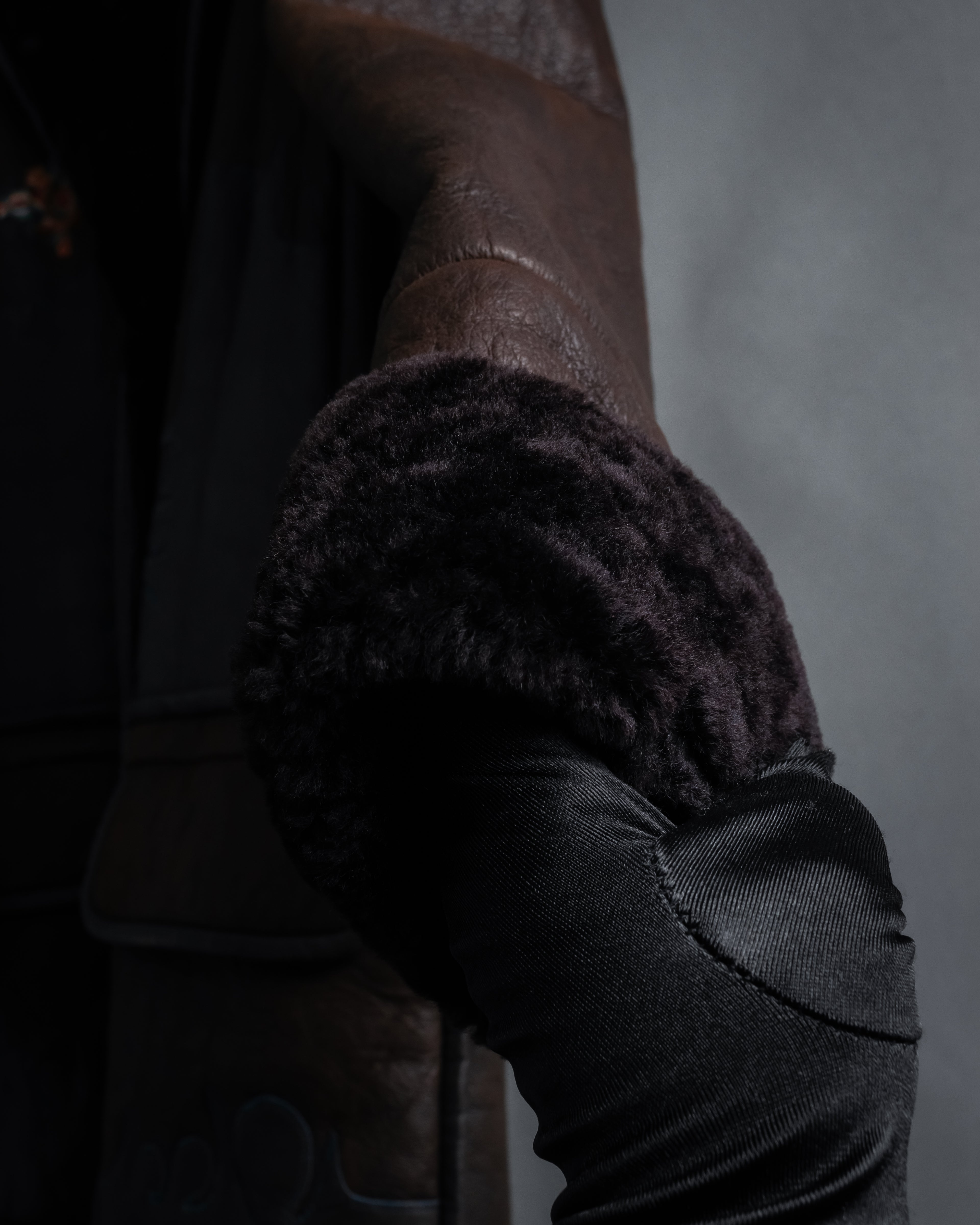 “KENZO” 80’s Folkloric shearling-lined leather long coat