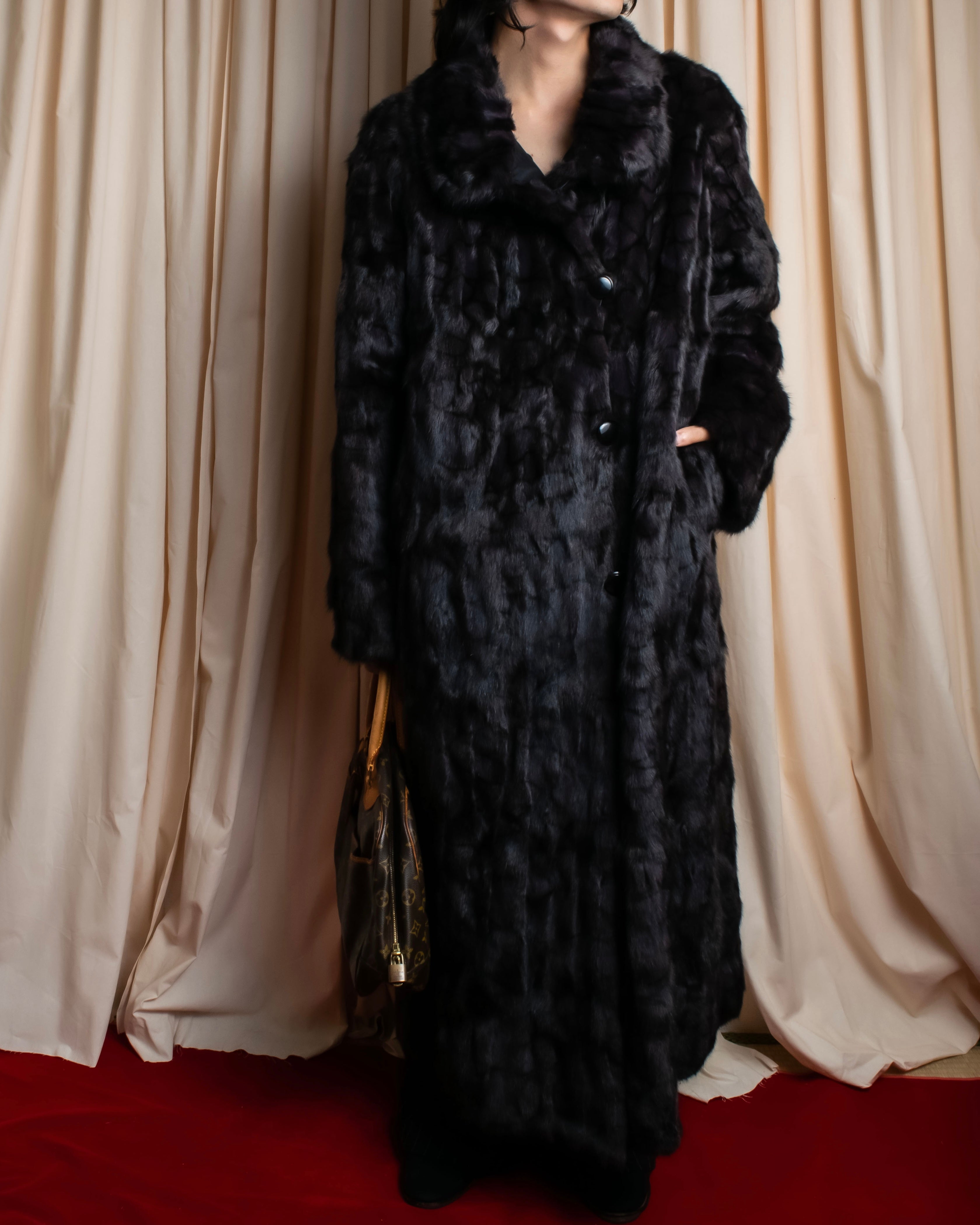 Vintage squirrel fur reversible maxi length coat