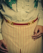 -SPECIAL- “GUCCI” 2015-2022 vintage inspired horsebit striped wool skirt