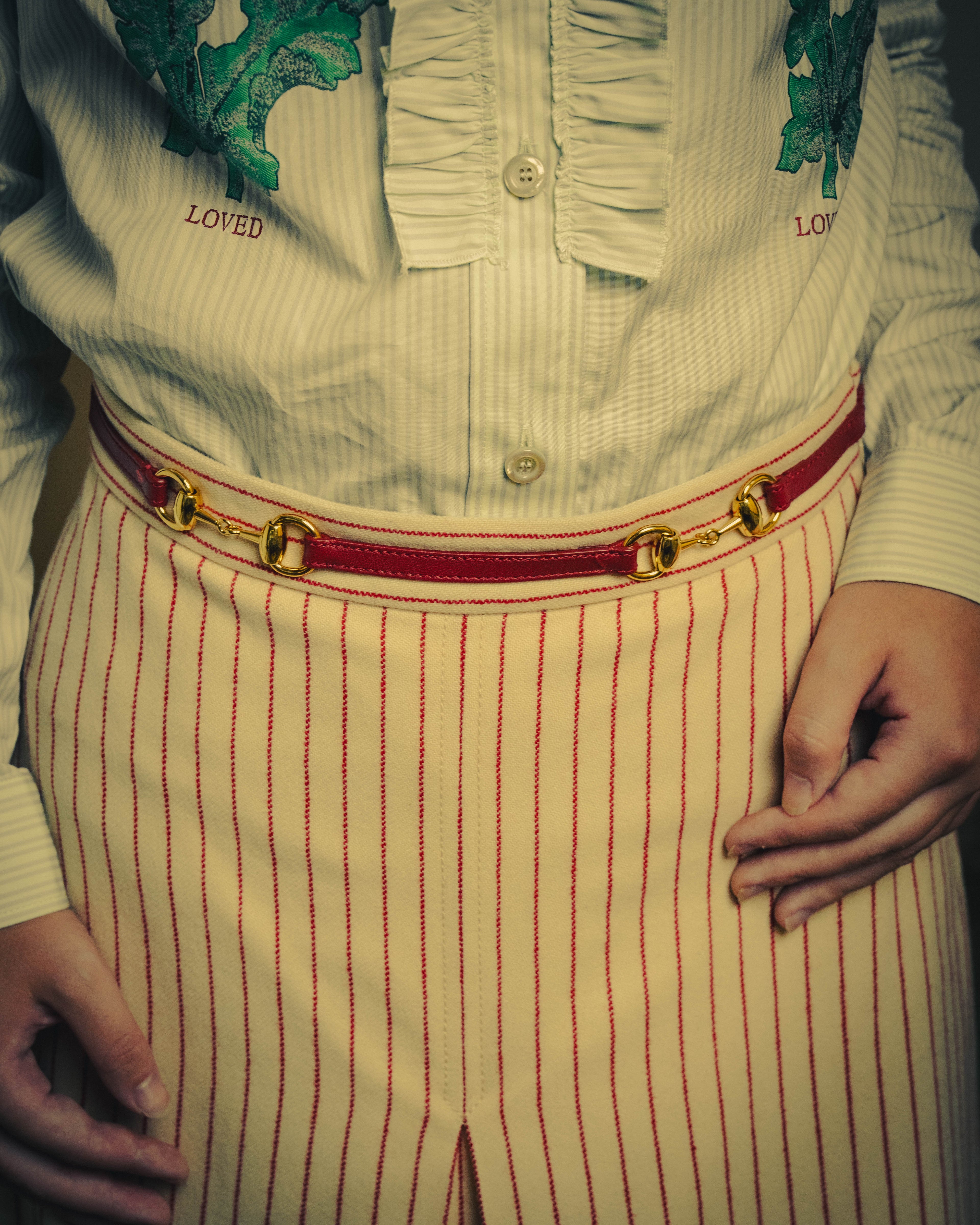 -SPECIAL- “GUCCI” 2015-2022 vintage inspired horsebit striped wool skirt