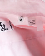 HERMES/ Oversized French Cuffed Contrast Collar Dress Shirt Pink